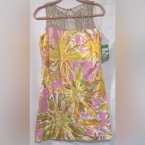 Lilly Pulitzer Hotty Pink Beaded Dress  8 NWTS